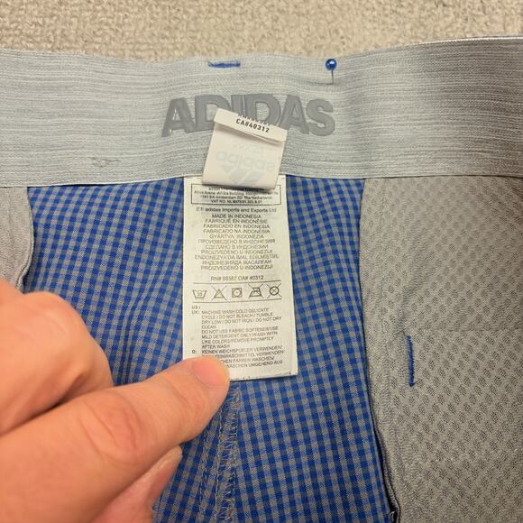 Adidas Climalite Golf Pants Men 36x32 Blue Checkered Stretch Golfing Performance - Picture 4 of 9